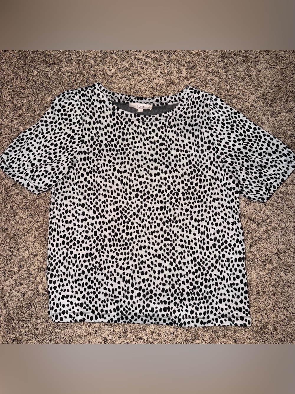 LOFT Black and White Dalmatian Print Short Sleeve Tee -XL